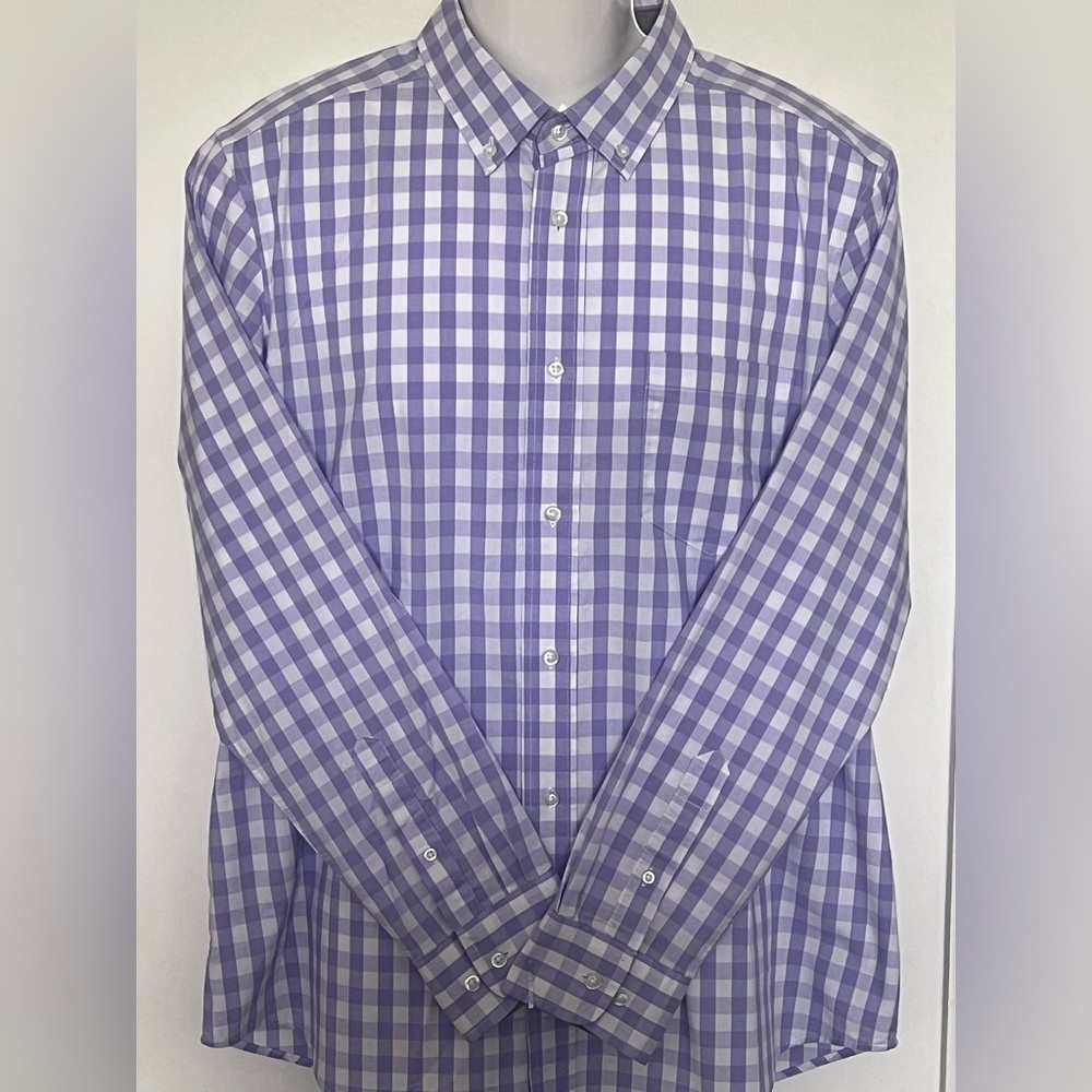 George Lavender Gingham Button-Down Shirt Sz/L (42-44) NWOT